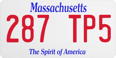 MA license plate 287TP5