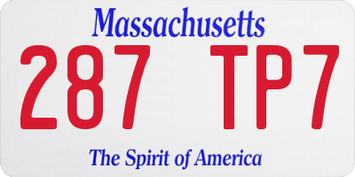 MA license plate 287TP7