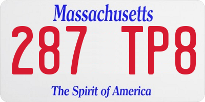 MA license plate 287TP8
