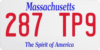 MA license plate 287TP9