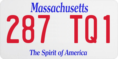 MA license plate 287TQ1