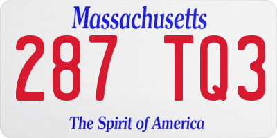 MA license plate 287TQ3