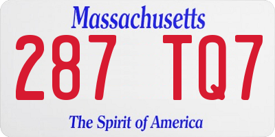 MA license plate 287TQ7