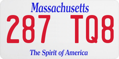 MA license plate 287TQ8
