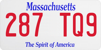 MA license plate 287TQ9