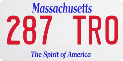 MA license plate 287TR0