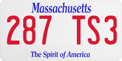 MA license plate 287TS3