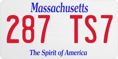 MA license plate 287TS7