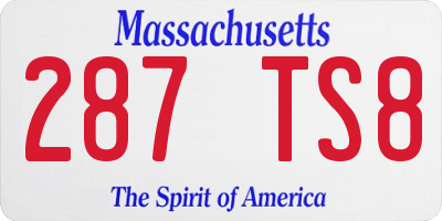MA license plate 287TS8