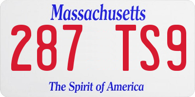 MA license plate 287TS9