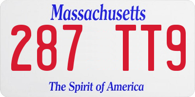 MA license plate 287TT9