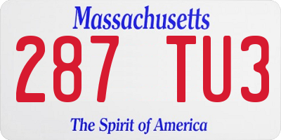 MA license plate 287TU3