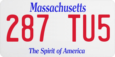 MA license plate 287TU5
