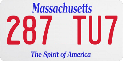 MA license plate 287TU7