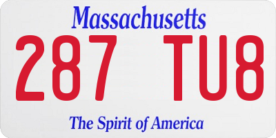 MA license plate 287TU8