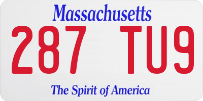 MA license plate 287TU9