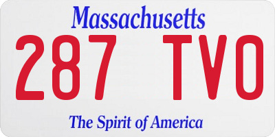 MA license plate 287TV0