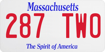 MA license plate 287TW0
