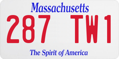 MA license plate 287TW1