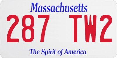 MA license plate 287TW2