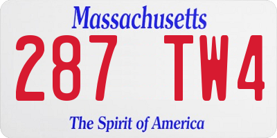 MA license plate 287TW4