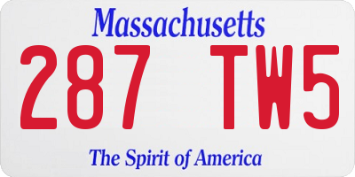 MA license plate 287TW5