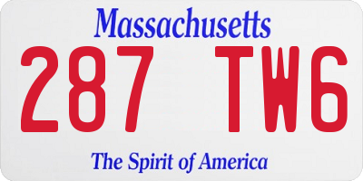 MA license plate 287TW6