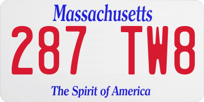MA license plate 287TW8