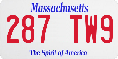 MA license plate 287TW9