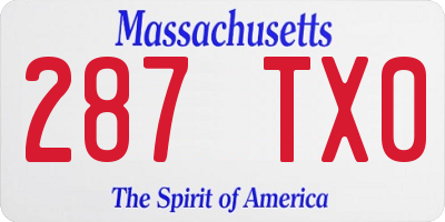MA license plate 287TX0