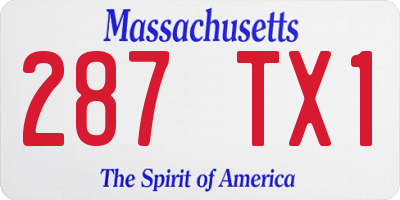 MA license plate 287TX1