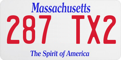 MA license plate 287TX2