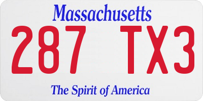 MA license plate 287TX3