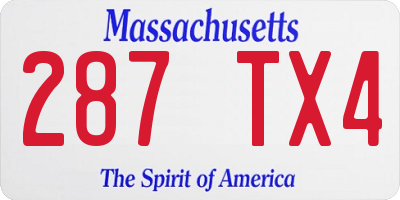 MA license plate 287TX4