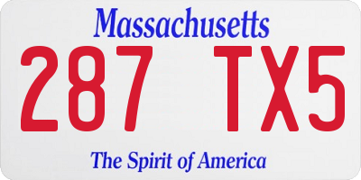 MA license plate 287TX5