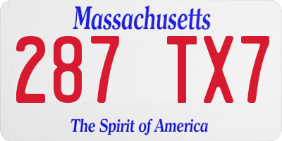 MA license plate 287TX7