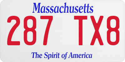 MA license plate 287TX8