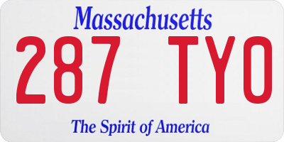 MA license plate 287TY0