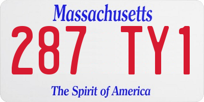 MA license plate 287TY1