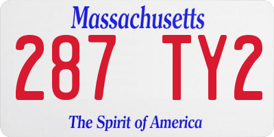 MA license plate 287TY2