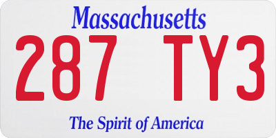 MA license plate 287TY3