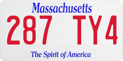 MA license plate 287TY4