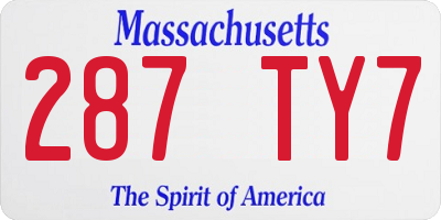 MA license plate 287TY7