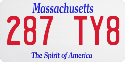 MA license plate 287TY8