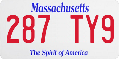 MA license plate 287TY9