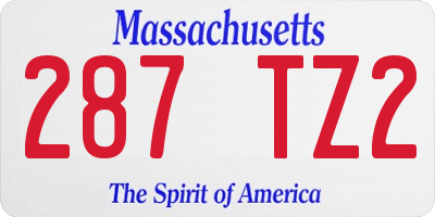 MA license plate 287TZ2