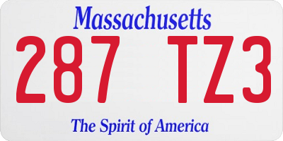 MA license plate 287TZ3