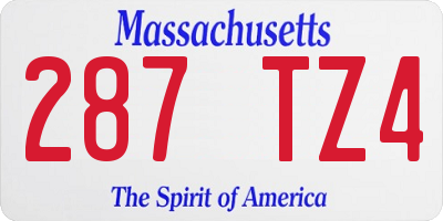MA license plate 287TZ4
