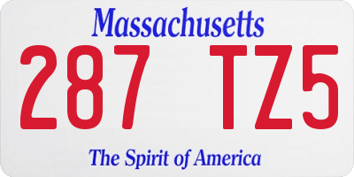 MA license plate 287TZ5