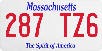 MA license plate 287TZ6